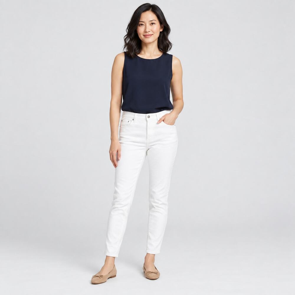 J.Crew Jeans WMNS 29P White Mid Rise Skinny Stretch Denim Modern Minimalist